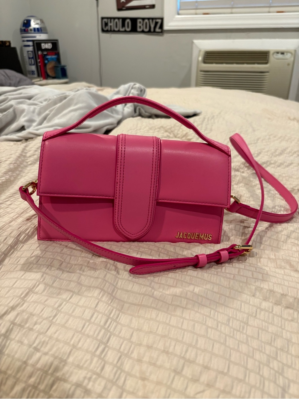 Jacquemus Hot Pink Leather Top-Handle Crossbody Bag